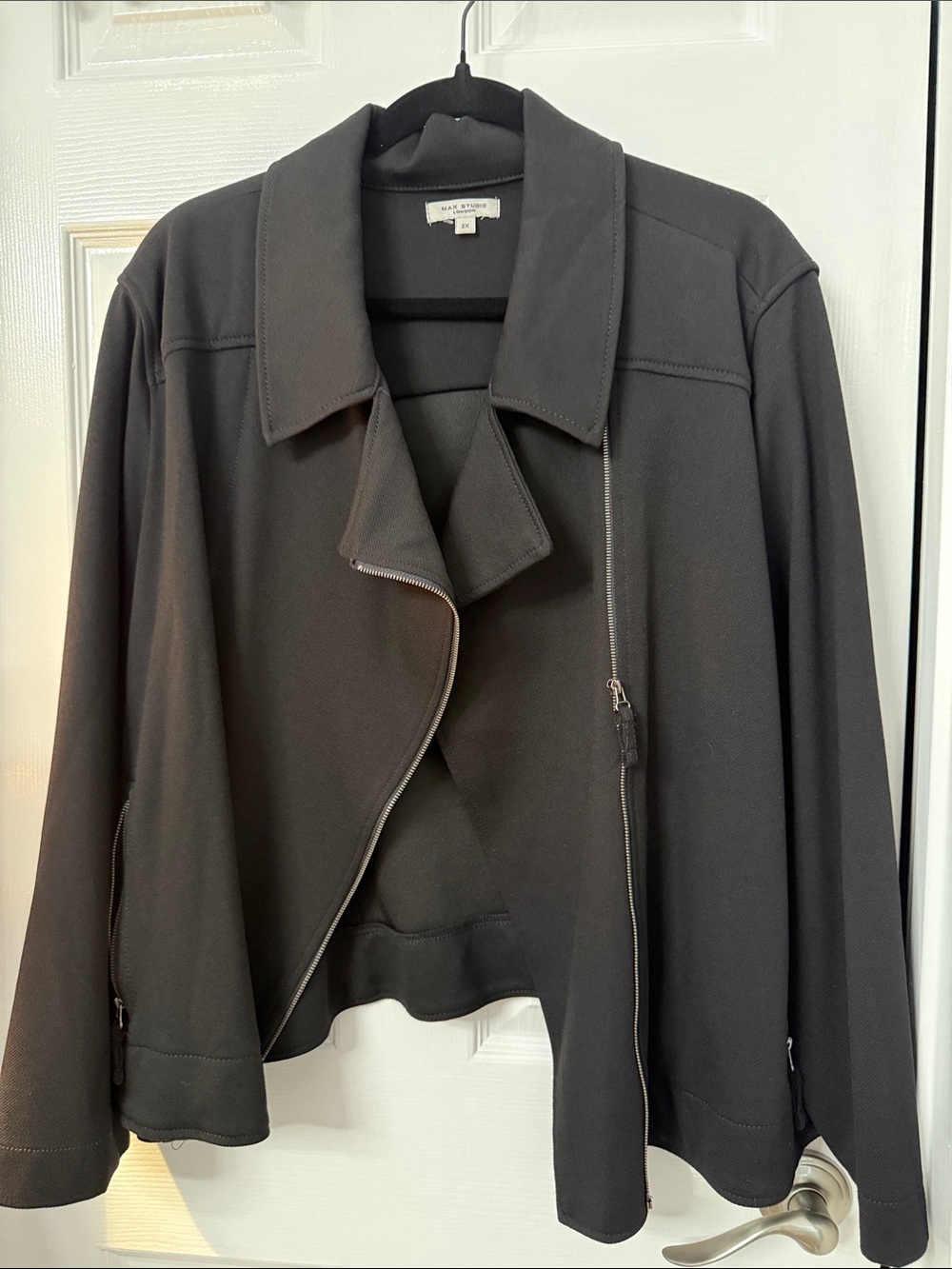 Max Studio Black Zip-Front Pea Coat